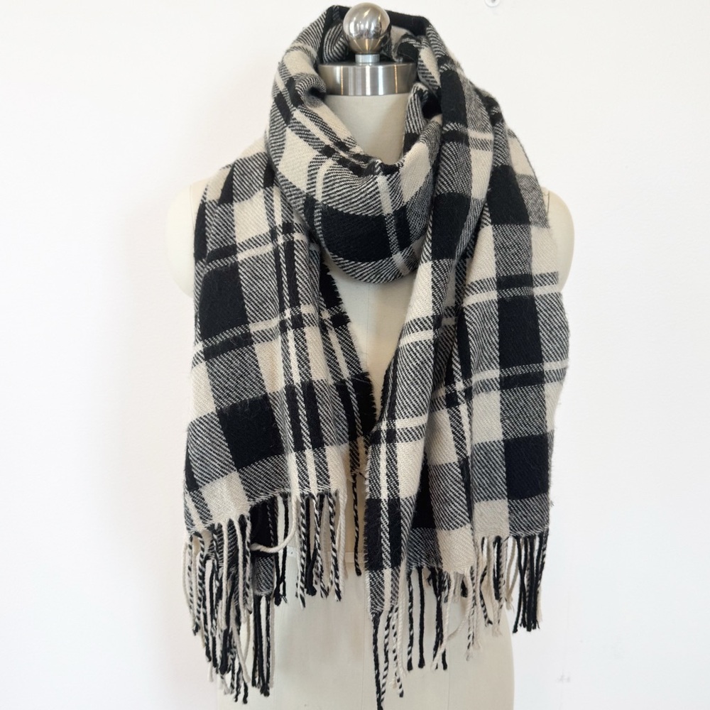 Madewell Plaid Wool Blend Scarf EUC